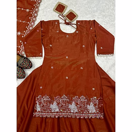 nency tex flattering brown embroidered lehenga