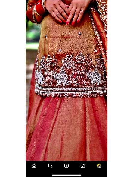 embroidered top with lehenga