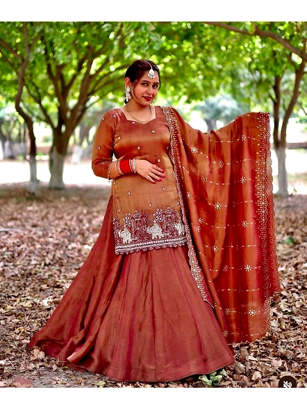 brown lehenga set