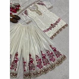 nency tex traditional kurta sharara palazzo set with lace borders