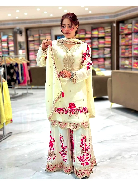 lace border kurta palazzo set
