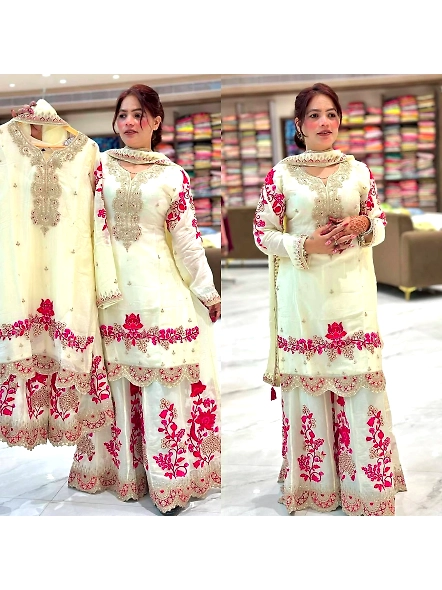kurta sharara with lace border