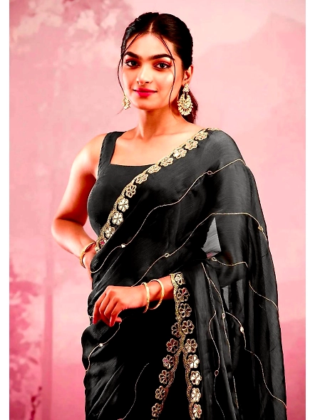Black party wear saree
