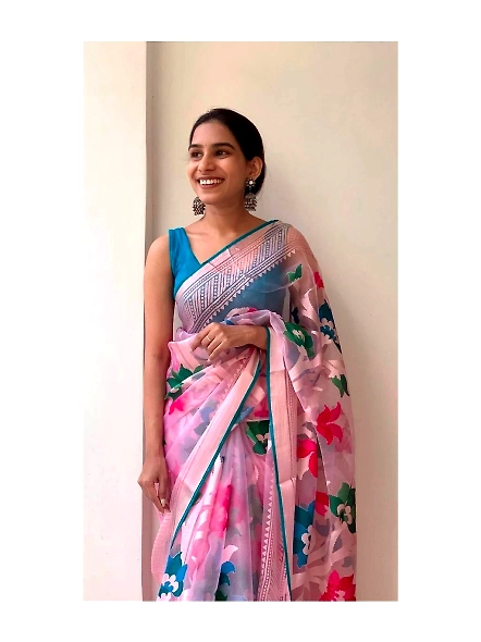 Green Brasso Silk Saree with Rich Embroidery