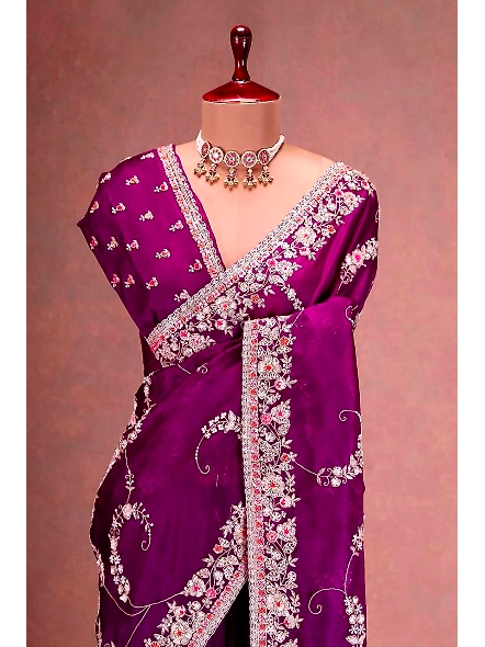 embroidered party saree