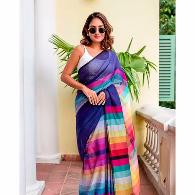binal tex multicolor mul cotton magic saree