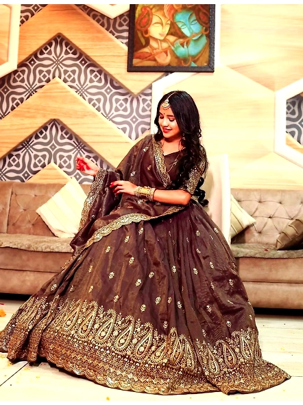 brown color lehenga