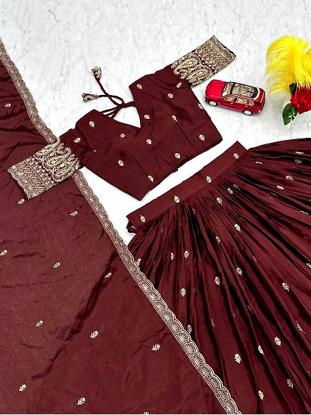 brown colour wedding lehenga