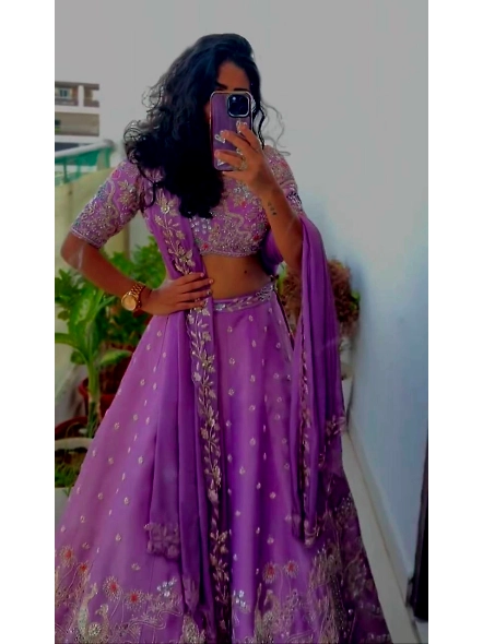 lavender embroidered lehenga
