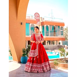 tiny tex georgette lehenga with embroidery