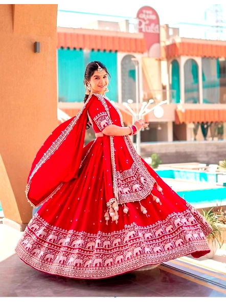 Red wedding reception outfit