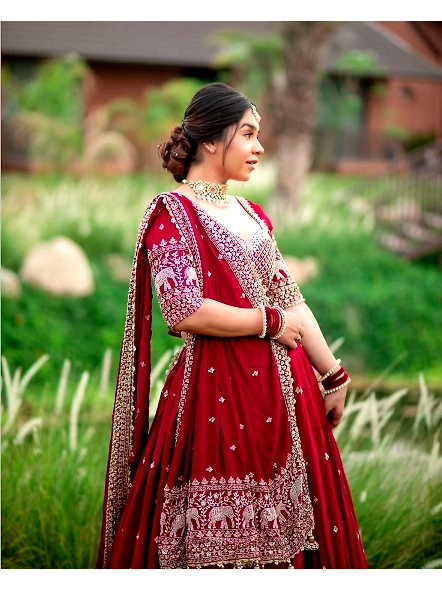 Wine embroidered dupatta