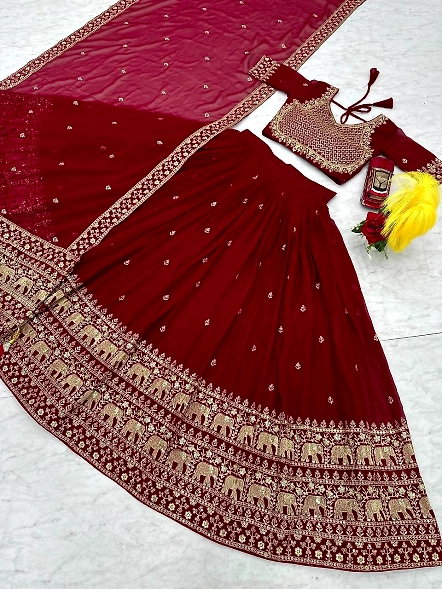 Wine designer wedding lehenga