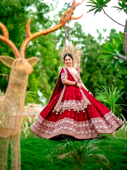 Wine wedding lehenga choli