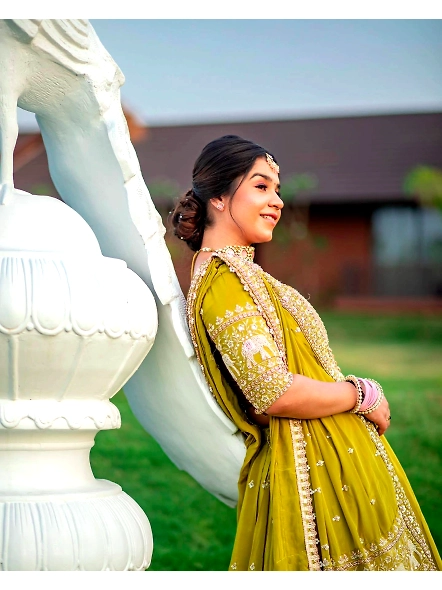 Yellow embroidered dupatta