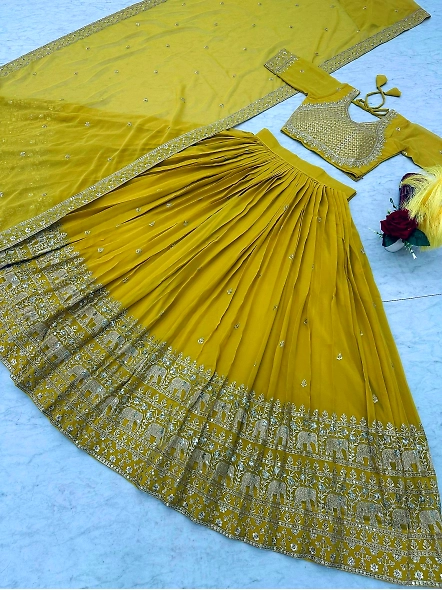Yellow designer wedding lehenga