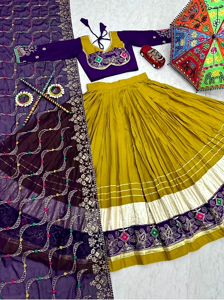purple colour navratri chaniya choli