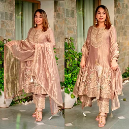 nency tex fendi silk suits with embroidered sequence work