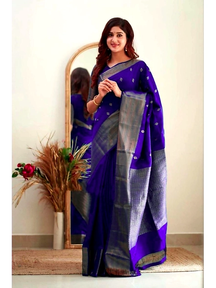 Blue Woven Banarasi silk saree