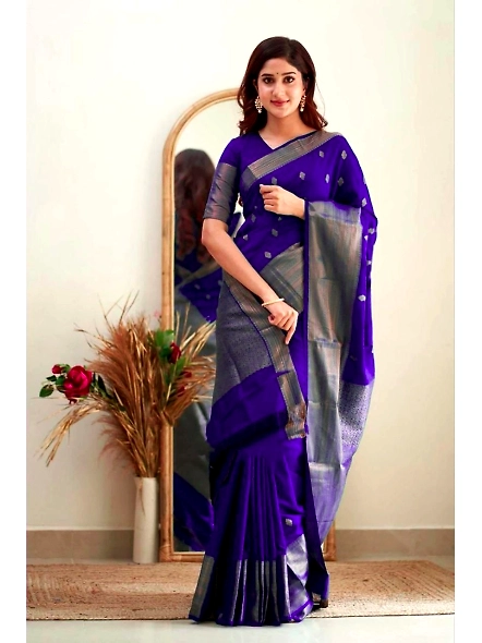 Blue Banarasi saree for wedding