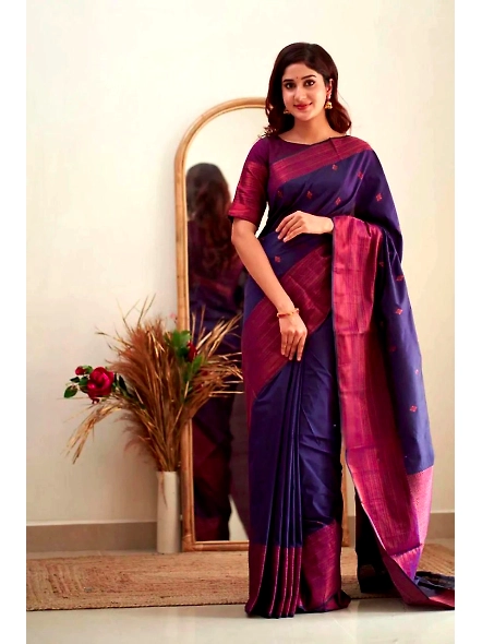 NavyBlue Woven Banarasi silk saree