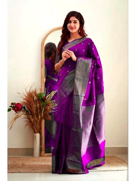 Purple Purple Woven Banarasi silk saree