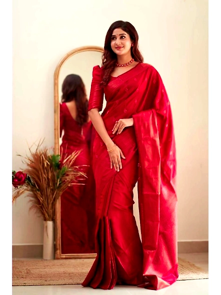 Red Woven Banarasi silk saree