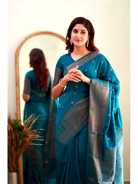 Teal Banarasi saree for wedding