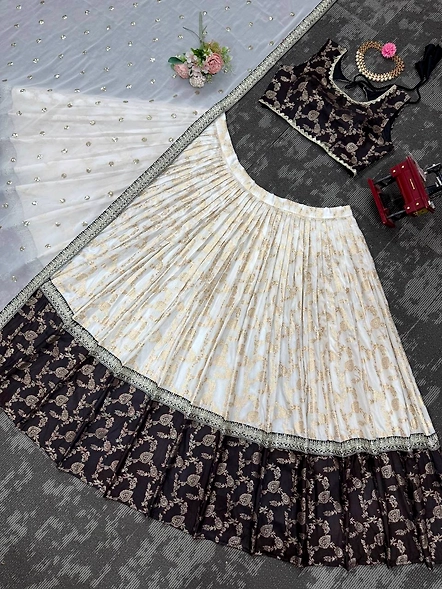 Black Pure Zari South Indian Lehenga Choli