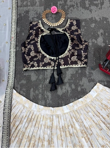 Black Pure Zari South Indian Lehenga Choli