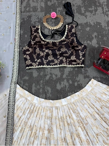 Black Pure Zari South Indian Lehenga Choli