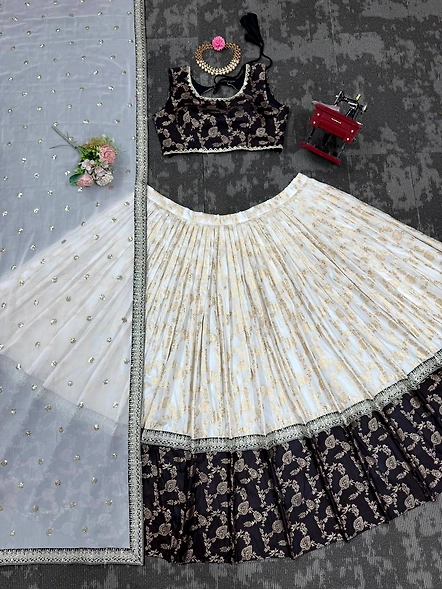 Black Pure Zari South Indian Lehenga Choli