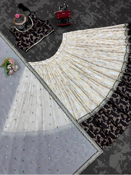 Black Pure Zari South Indian Lehenga Choli