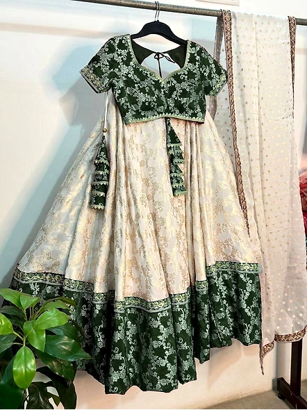 Green Pure Zari South Indian Lehenga Choli