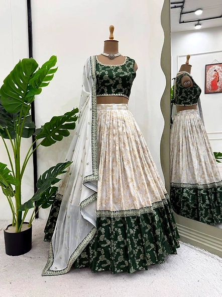Green Pure Zari South Indian Lehenga Choli