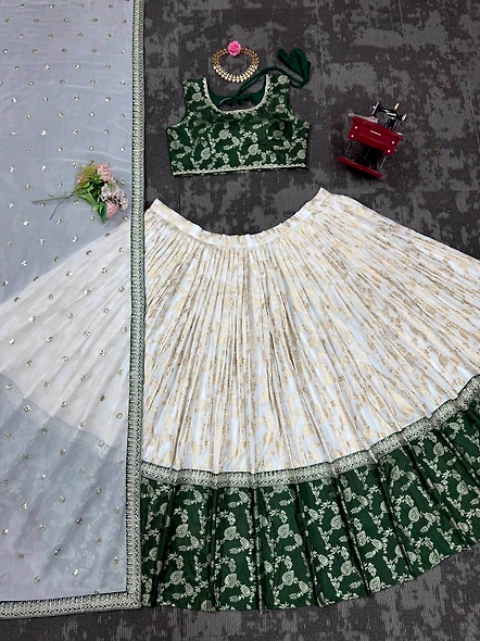 Green Pure Zari South Indian Lehenga Choli