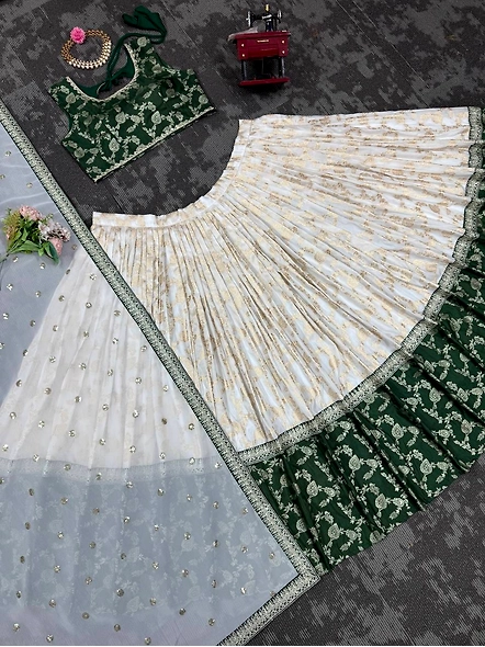 Green Pure Zari South Indian Lehenga Choli