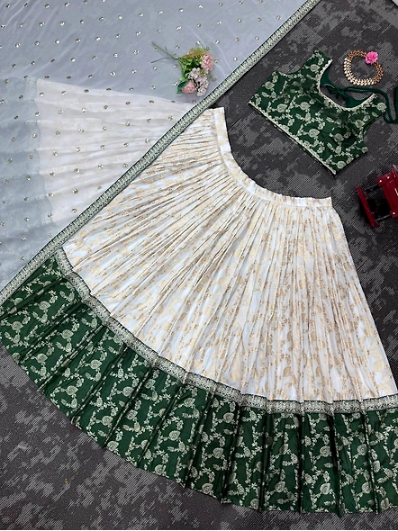 Green Pure Zari South Indian Lehenga Choli