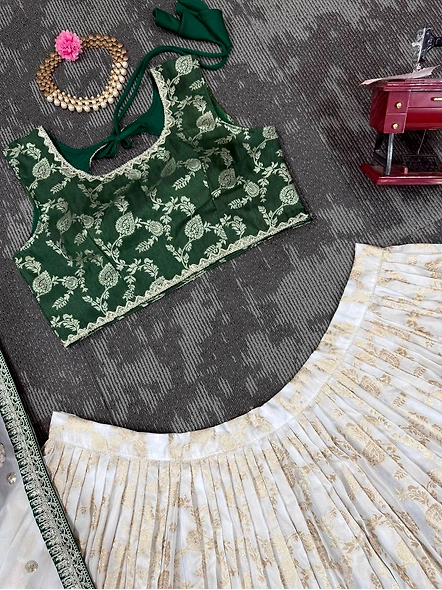 Green Pure Zari South Indian Lehenga Choli