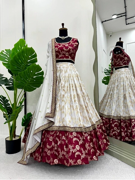 Red Pure Zari South Indian Lehenga Choli