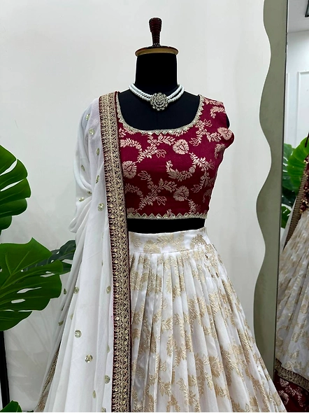 Red Pure Zari South Indian Lehenga Choli