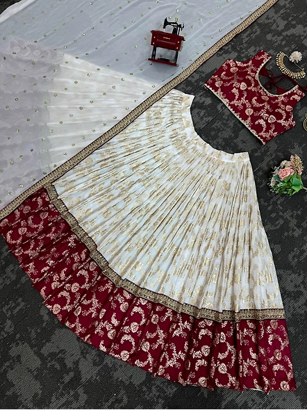 Red Pure Zari South Indian Lehenga Choli