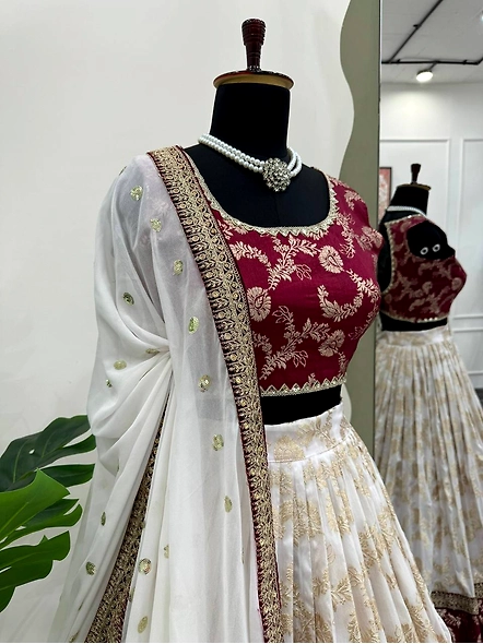 Red Pure Zari South Indian Lehenga Choli