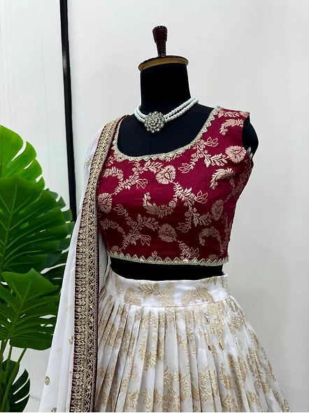 Red Pure Zari South Indian Lehenga Choli