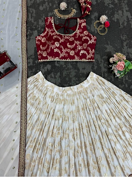 Red Pure Zari South Indian Lehenga Choli