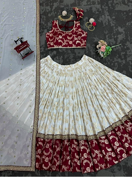 Red Pure Zari South Indian Lehenga Choli