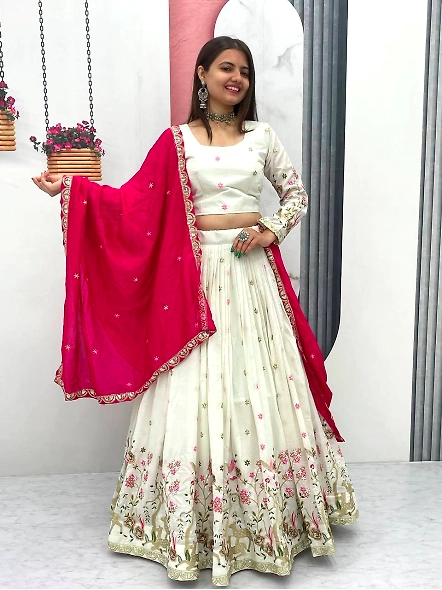 Vichitra silk lehenga