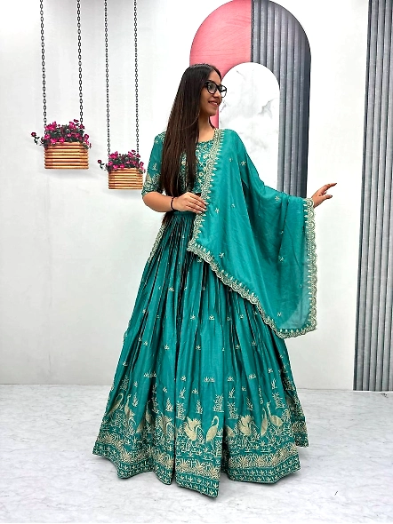 Cyan Lehenga Choli Set