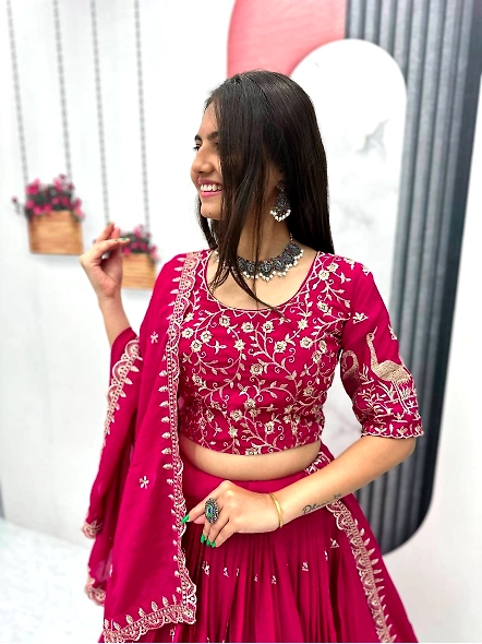 Wine Festive Lehenga for Women