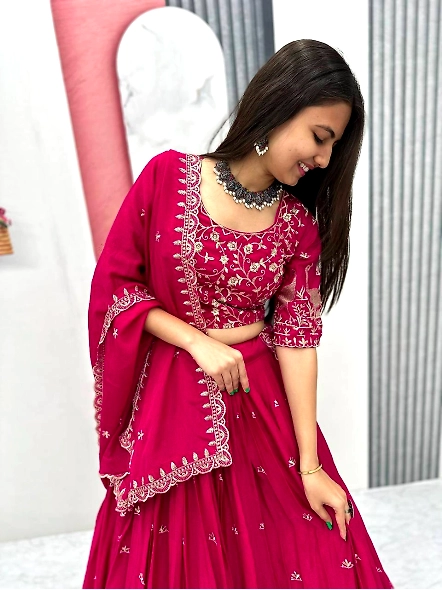 Wine Lehenga Choli Set